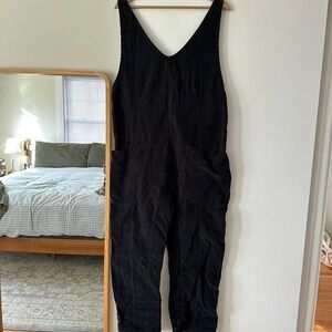 NWT Free People Black Corduroy High Roller Overalls Size M